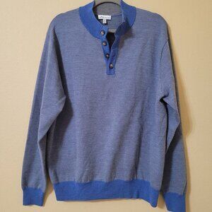 Peter Millar XL Blue Italian Merino‎ Wool Mens Sweater Preppy Office Career